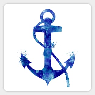 Navy Blue Nautical Anchor Watercolor Painting Sticker